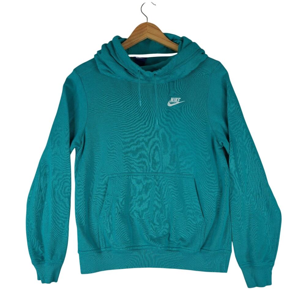 Nike Sportswear Hoodie Womens Small Funnel Neck Sweatshirt 853928 Teal Pullover